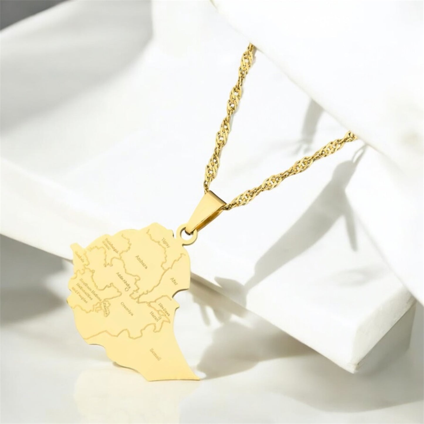 New Ethiopia Map Cities Pendant Necklaces
